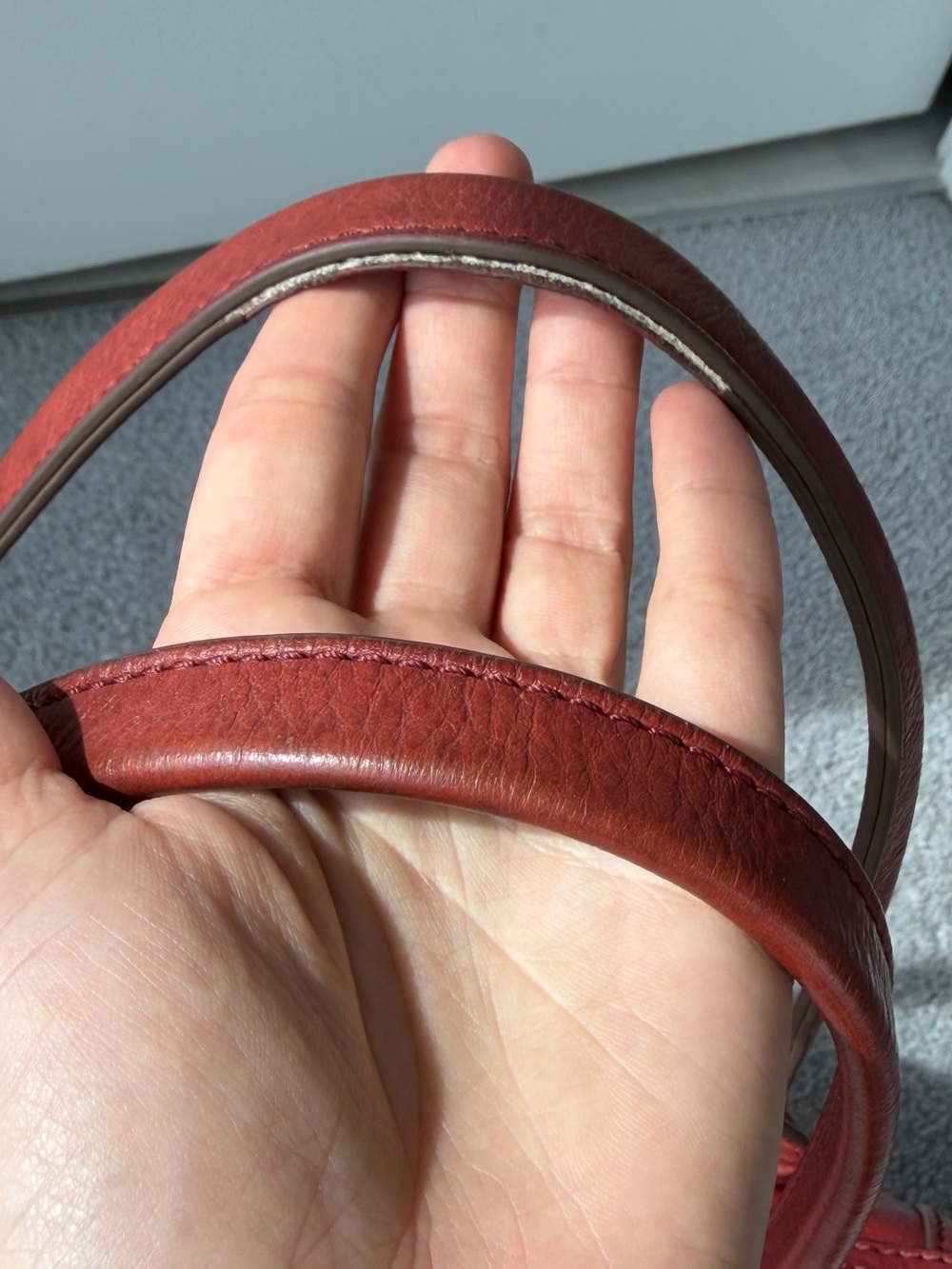 Fossil Red Leather Double-Handle Satchel - Picture 6 of 11